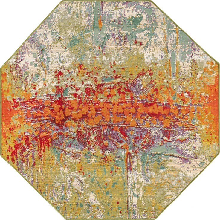 Detail image of 5' x 5' Easy-Clean Modern Indoor / Outdoor Octagon Rug