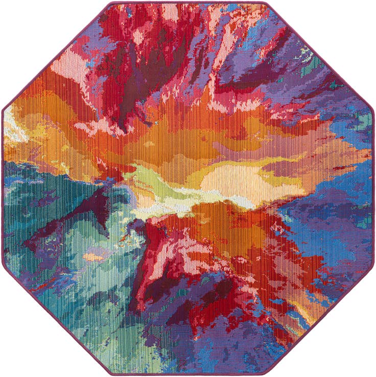 Detail image of 4' x 4' Easy-Clean Modern Indoor / Outdoor Octagon Rug