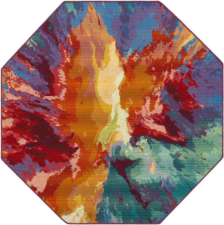 Detail image of 5' 3 x 5' 3 Easy-Clean Modern Indoor / Outdoor Octagon Rug