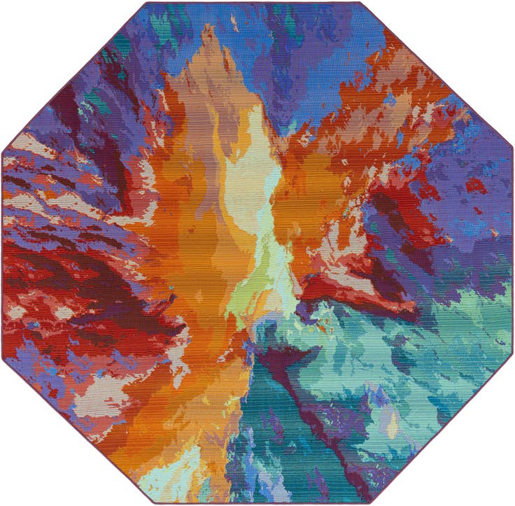 Detail image of 7' x 7' Easy-Clean Modern Indoor / Outdoor Octagon Rug