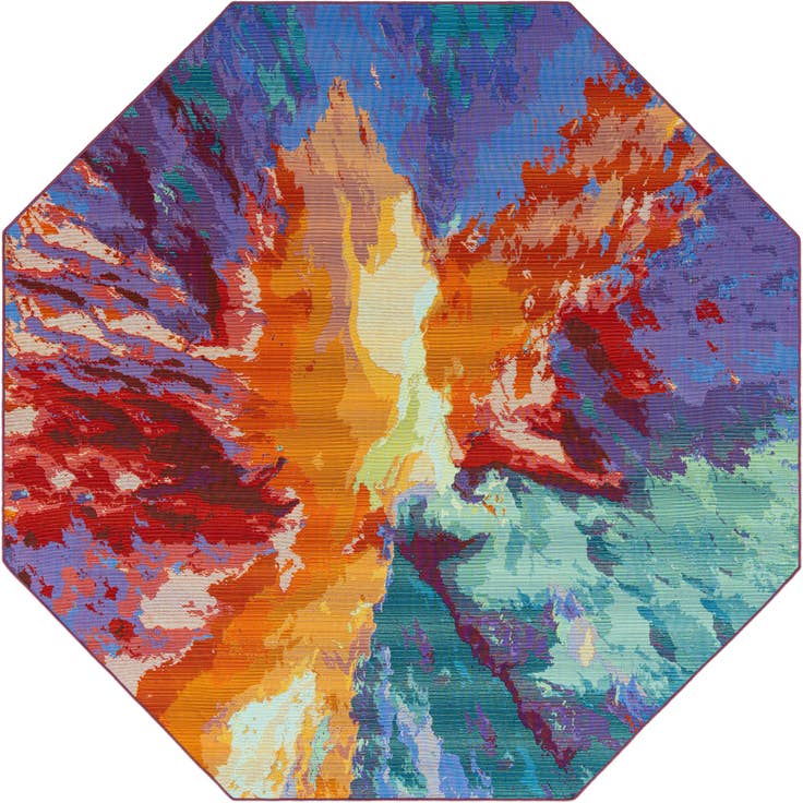 Detail image of 7' 10 x 7' 10 Easy-Clean Modern Indoor / Outdoor Octagon Rug