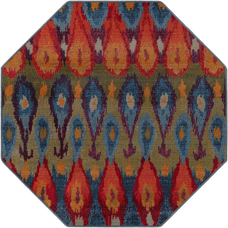 Detail image of 4' x 4' Easy-Clean Modern Indoor / Outdoor Octagon Rug