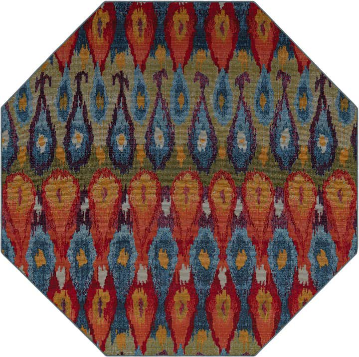 7' x 7' Easy-Clean Modern Indoor / Outdoor Octagon Rug