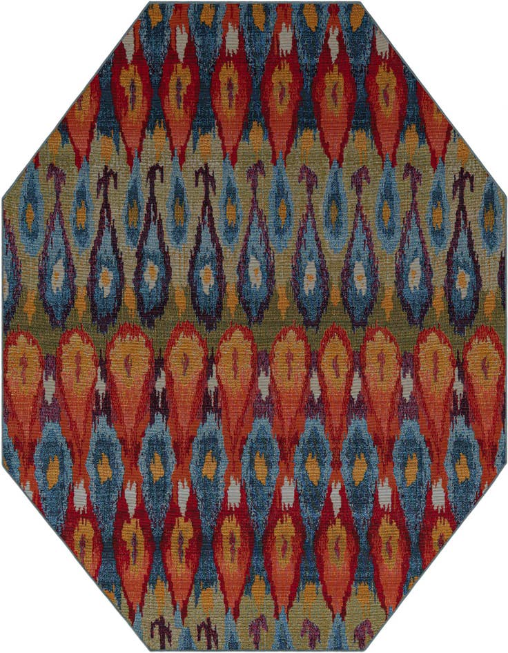 Detail image of 7' 10 x 7' 10 Easy-Clean Modern Indoor / Outdoor Octagon Rug