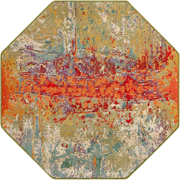 Detail image of 4' x 4' Easy-Clean Modern Indoor / Outdoor Octagon Rug