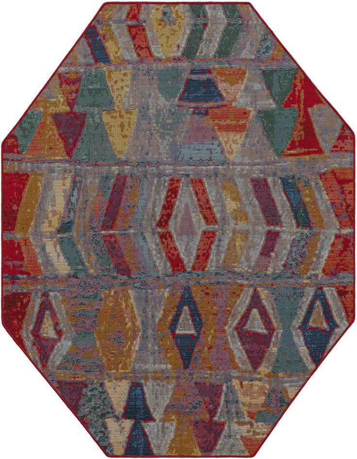 Detail image of 5' 3 x 5' 3 Easy-Clean Modern Indoor / Outdoor Octagon Rug