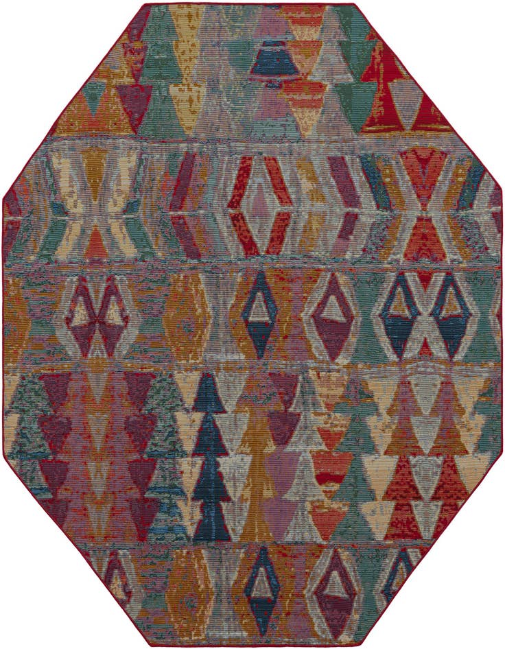 Detail image of 7' x 7' Easy-Clean Modern Indoor / Outdoor Octagon Rug