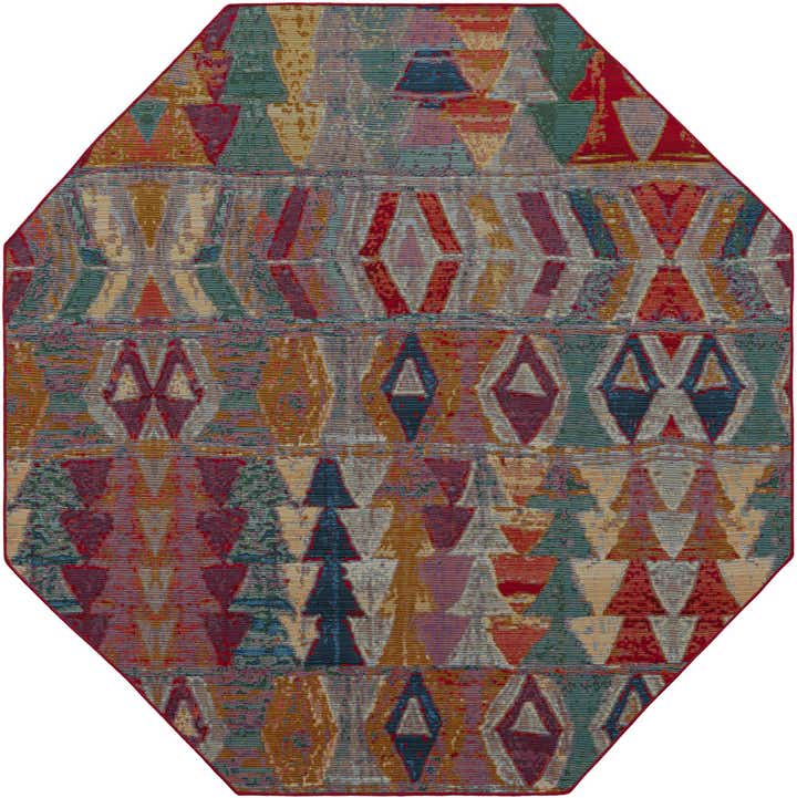 7' x 7' Easy-Clean Modern Indoor / Outdoor Octagon Rug