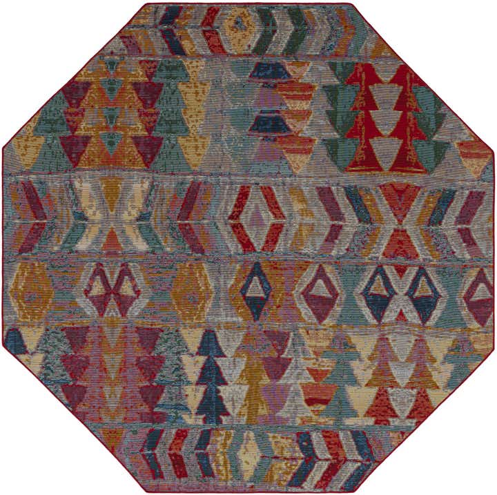 7' 10 x 7' 10 Easy-Clean Modern Indoor / Outdoor Octagon Rug