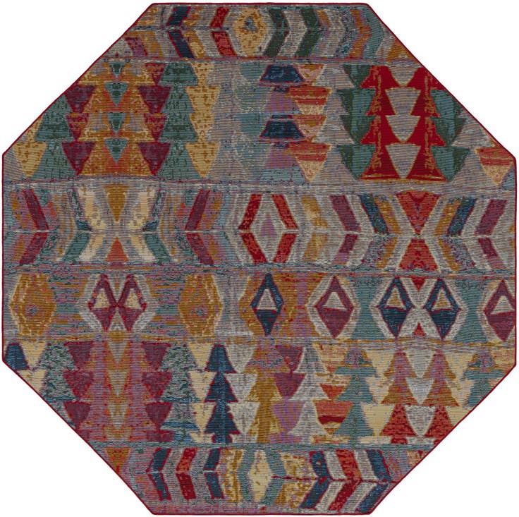 Detail image of 7' 10 x 7' 10 Easy-Clean Modern Indoor / Outdoor Octagon Rug