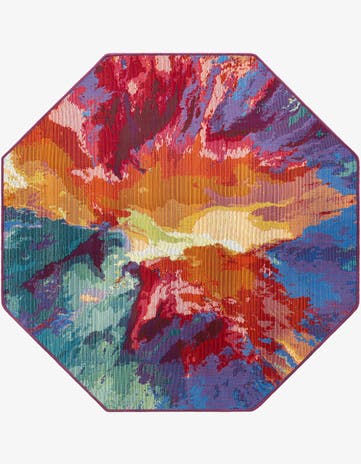 4' x 4' Easy-Clean Modern Indoor / Outdoor Octagon Rug
