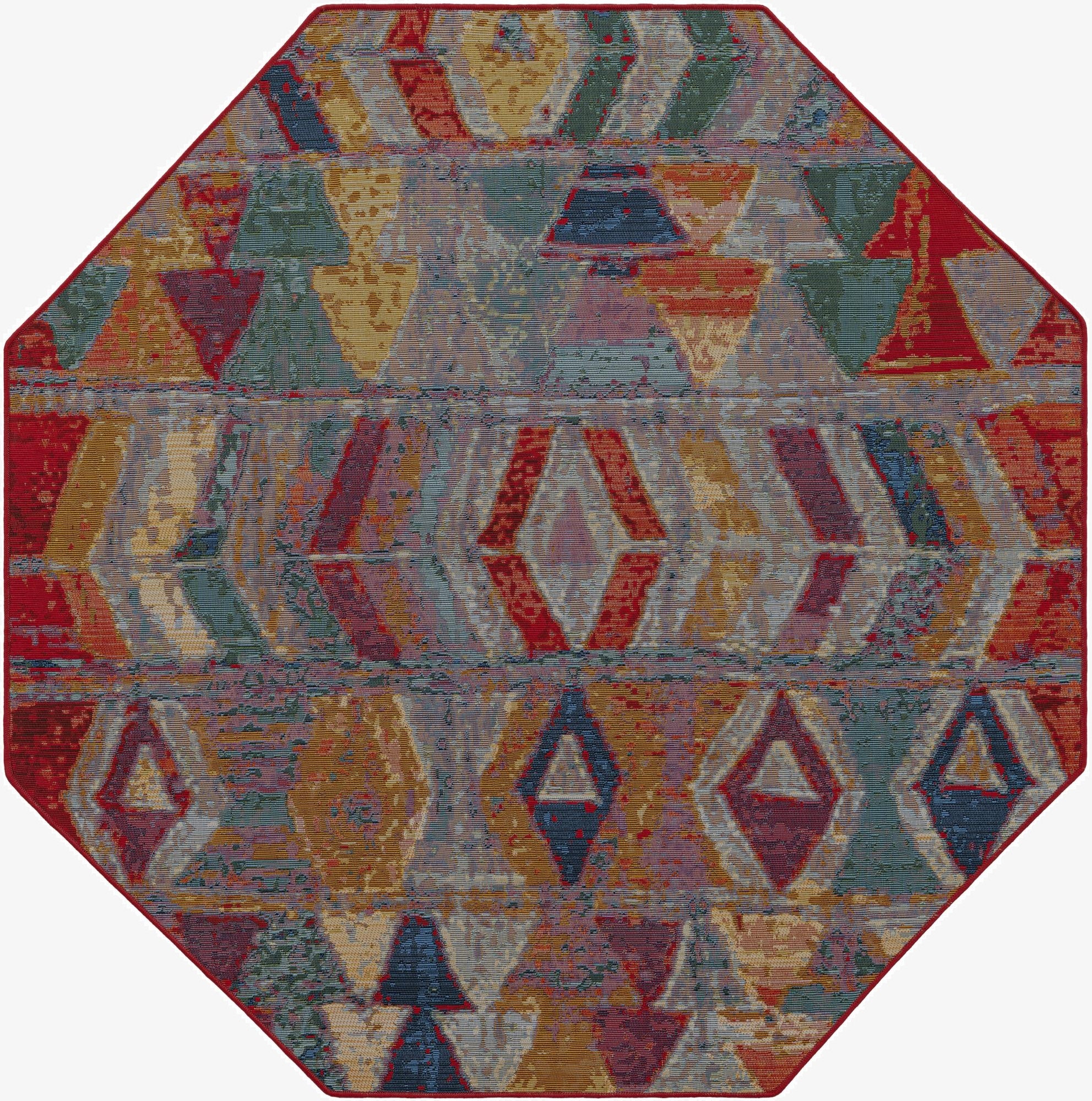 5' 3 x 5' 3  Washable Modern Indoor / Outdoor Octagon Rug