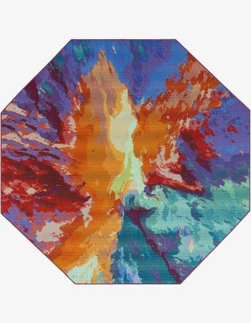 7' x 7' Easy-Clean Modern Indoor / Outdoor Octagon Rug