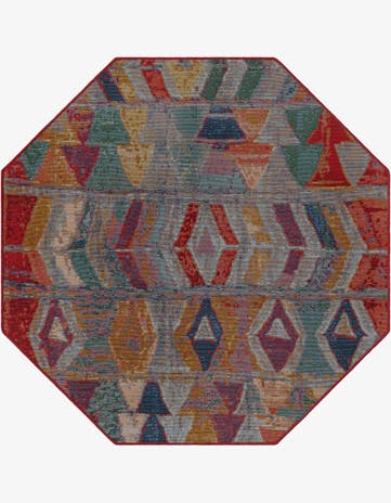 4' x 4' Easy-Clean Modern Indoor / Outdoor Octagon Rug