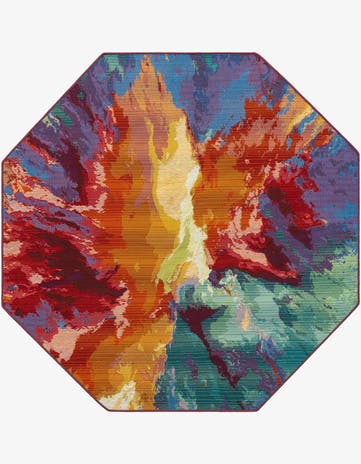 5' 3 x 5' 3 Easy-Clean Modern Indoor / Outdoor Octagon Rug