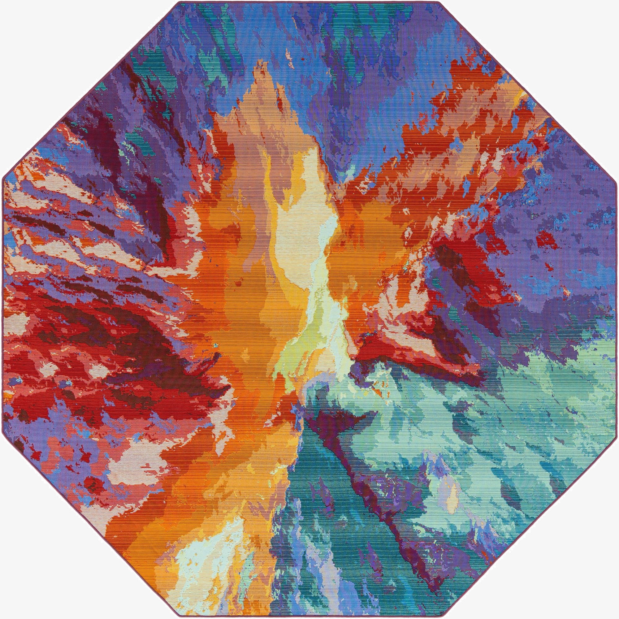 7' 10 x 7' 10  Washable Modern Indoor / Outdoor Octagon Rug