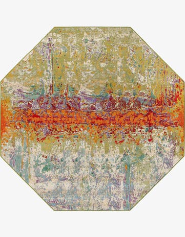 8' x 8' Easy-Clean Modern Indoor / Outdoor Octagon Rug