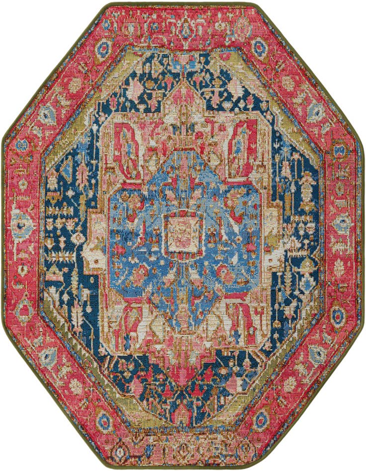 Detail image of 4' x 4' Easy-Clean Traditional Indoor / Outdoor Octagon Rug