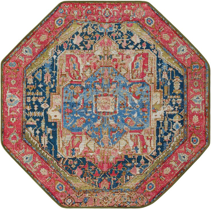 Detail image of 4' x 4' Easy-Clean Traditional Indoor / Outdoor Octagon Rug