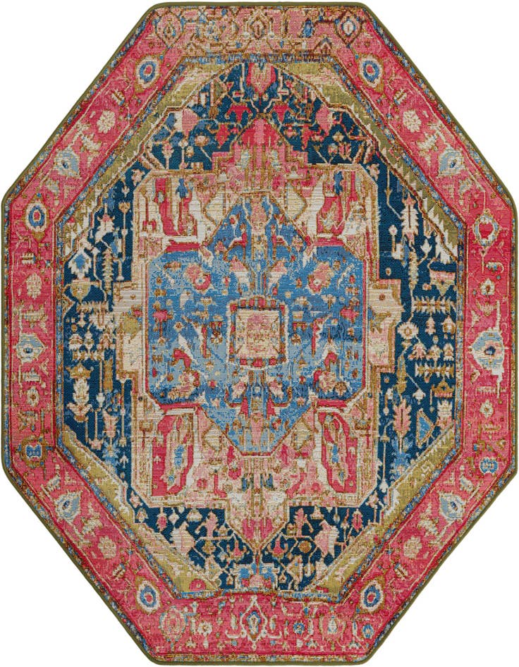 Detail image of 5' 3 x 5' 3 Easy-Clean Traditional Indoor / Outdoor Octagon Rug