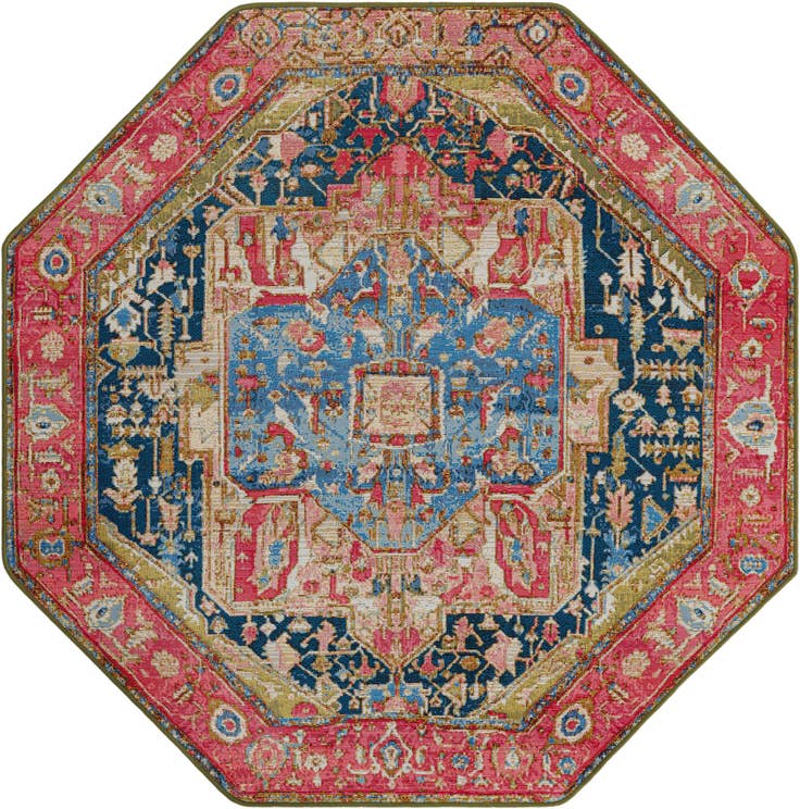Detail image of 5' 3 x 5' 3 Easy-Clean Traditional Indoor / Outdoor Octagon Rug