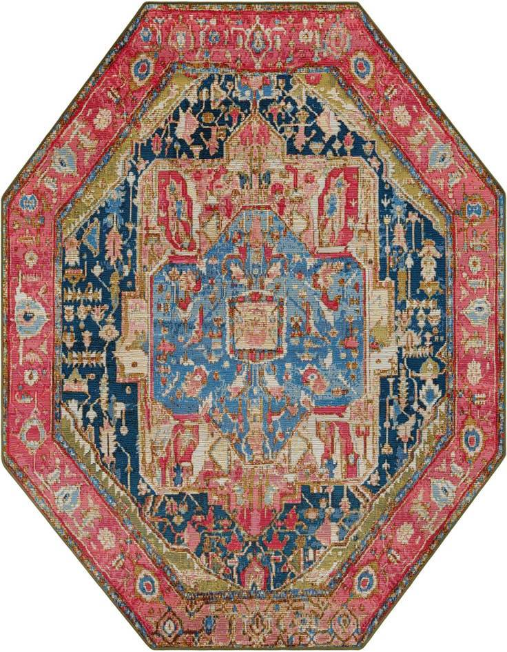 Detail image of 7' x 7' Easy-Clean Traditional Indoor / Outdoor Octagon Rug