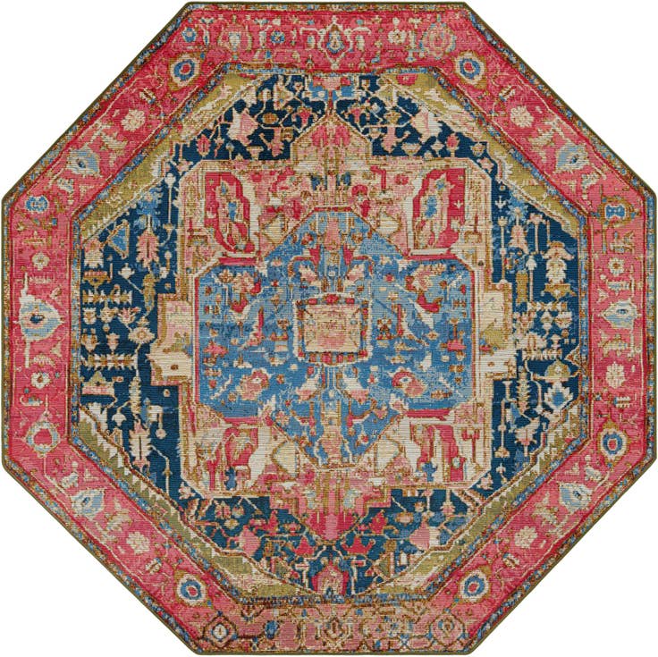 Detail image of 7' x 7' Easy-Clean Traditional Indoor / Outdoor Octagon Rug