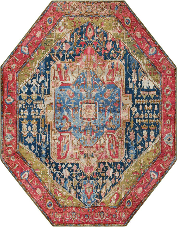 Detail image of 7' 10 x 7' 10 Easy-Clean Traditional Indoor / Outdoor Octagon Rug