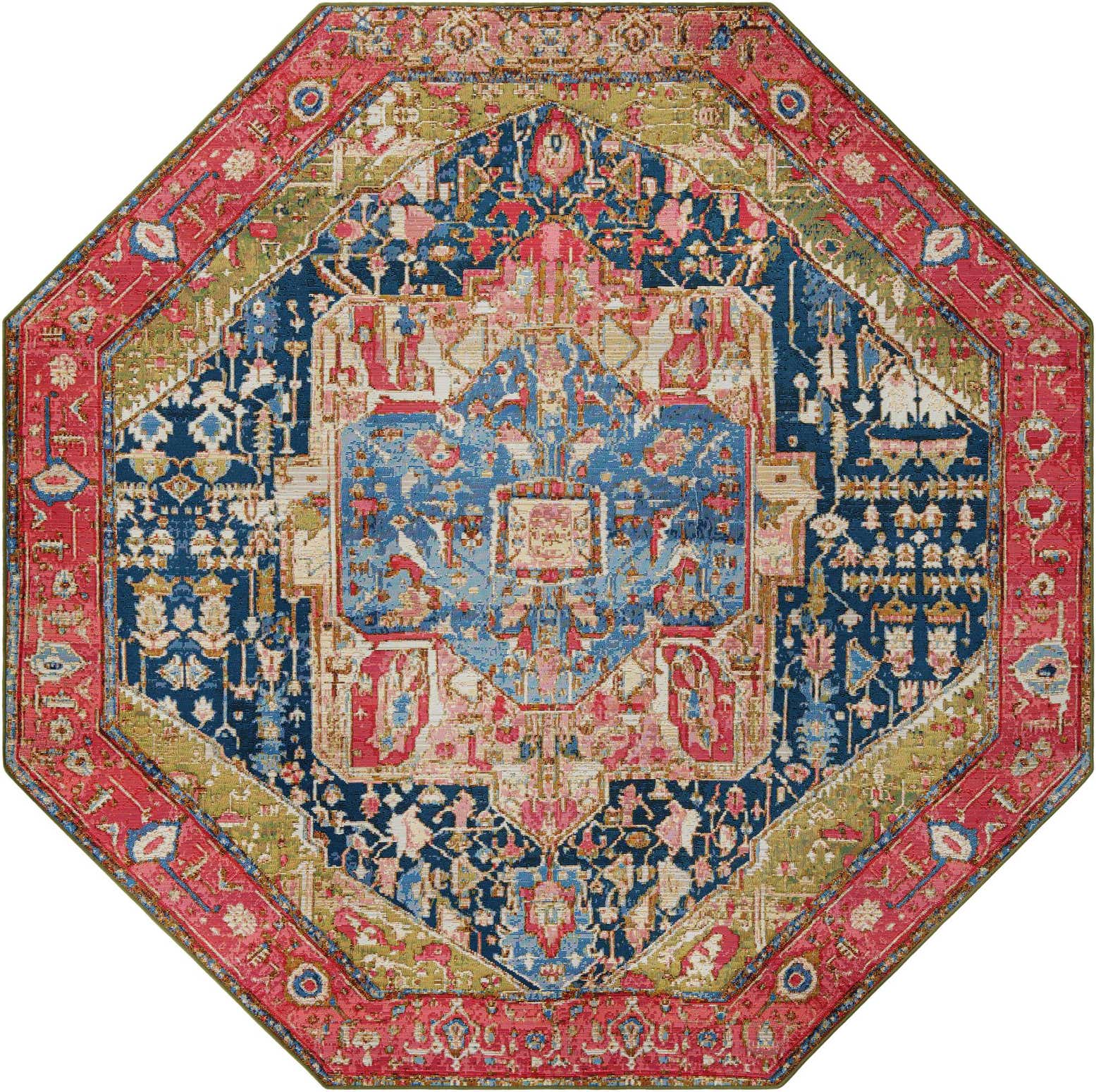 7' 10 x 7' 10 Easy-Clean Traditional Indoor / Outdoor Octagon Rug
