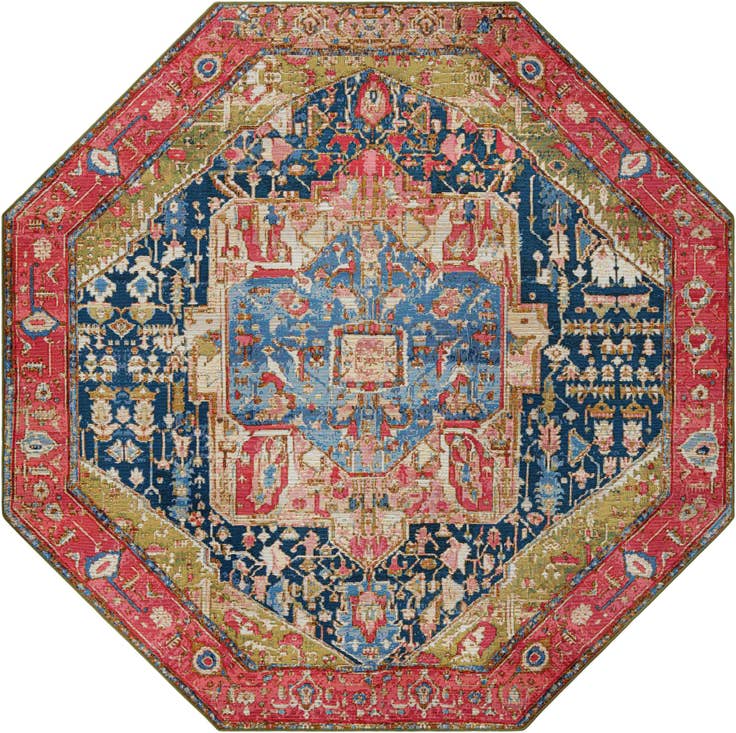 Detail image of 7' 10 x 7' 10 Easy-Clean Traditional Indoor / Outdoor Octagon Rug