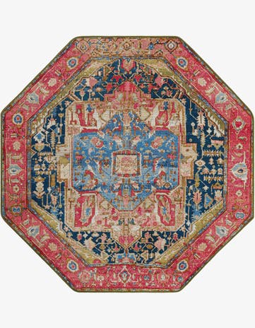 5' 3 x 5' 3 Easy-Clean Traditional Indoor / Outdoor Octagon Rug