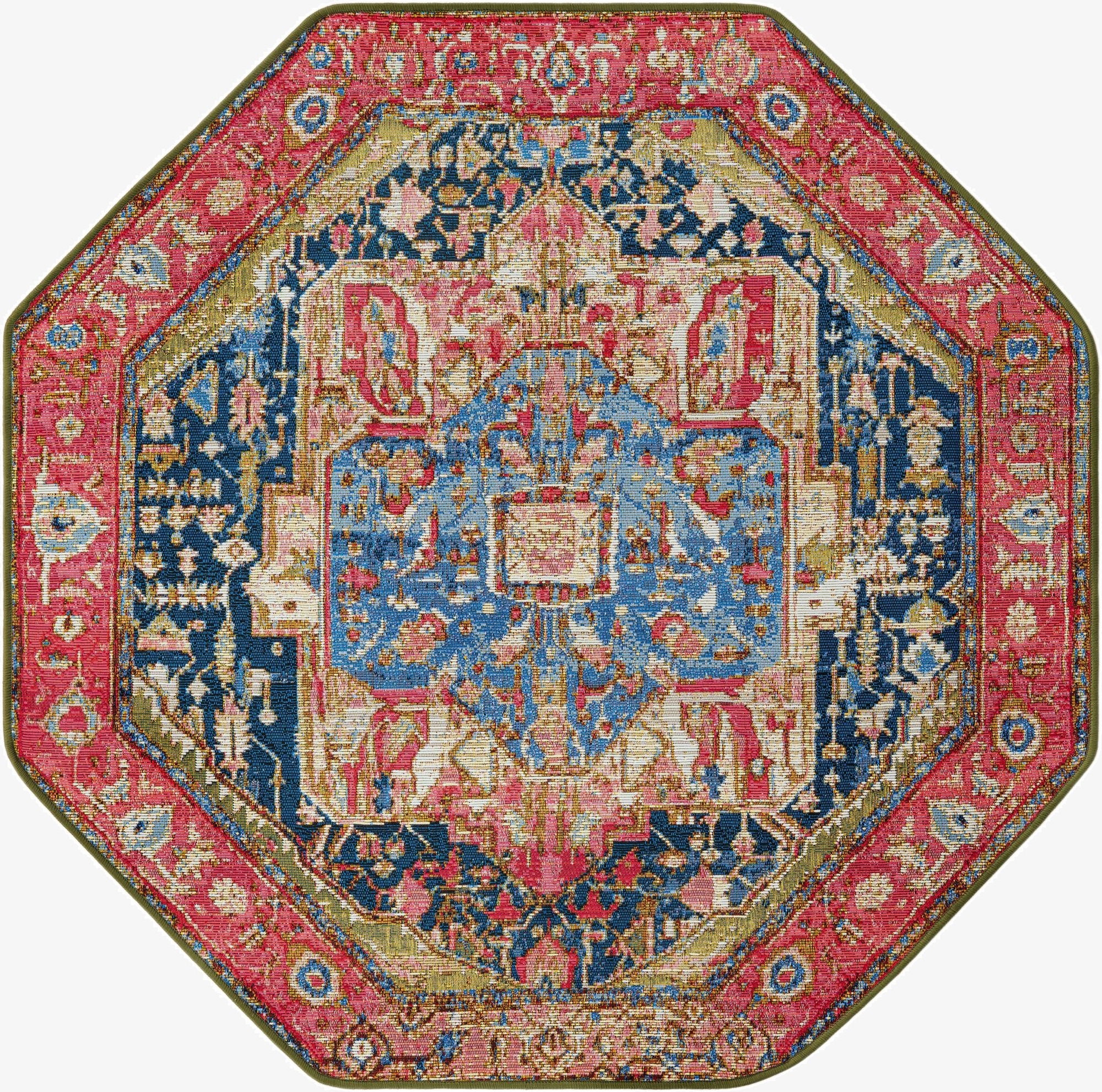 4' x 4'  Washable Traditional Indoor / Outdoor Octagon Rug