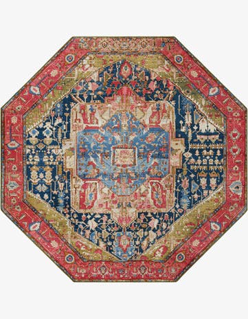 Easy-Clean Traditional Indoor / Outdoor Octagon Rug