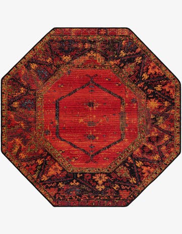 Easy-Clean Tribal Indoor / Outdoor Octagon Rug