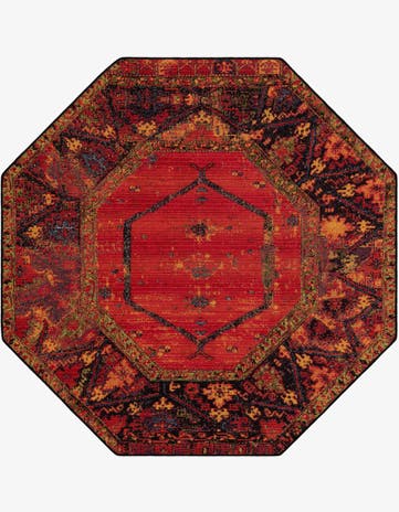 5' 3 x 5' 3 Easy-Clean Tribal Indoor / Outdoor Octagon Rug