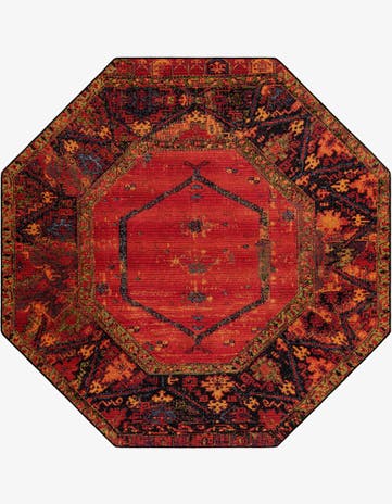 7' x 7' Easy-Clean Tribal Indoor / Outdoor Octagon Rug