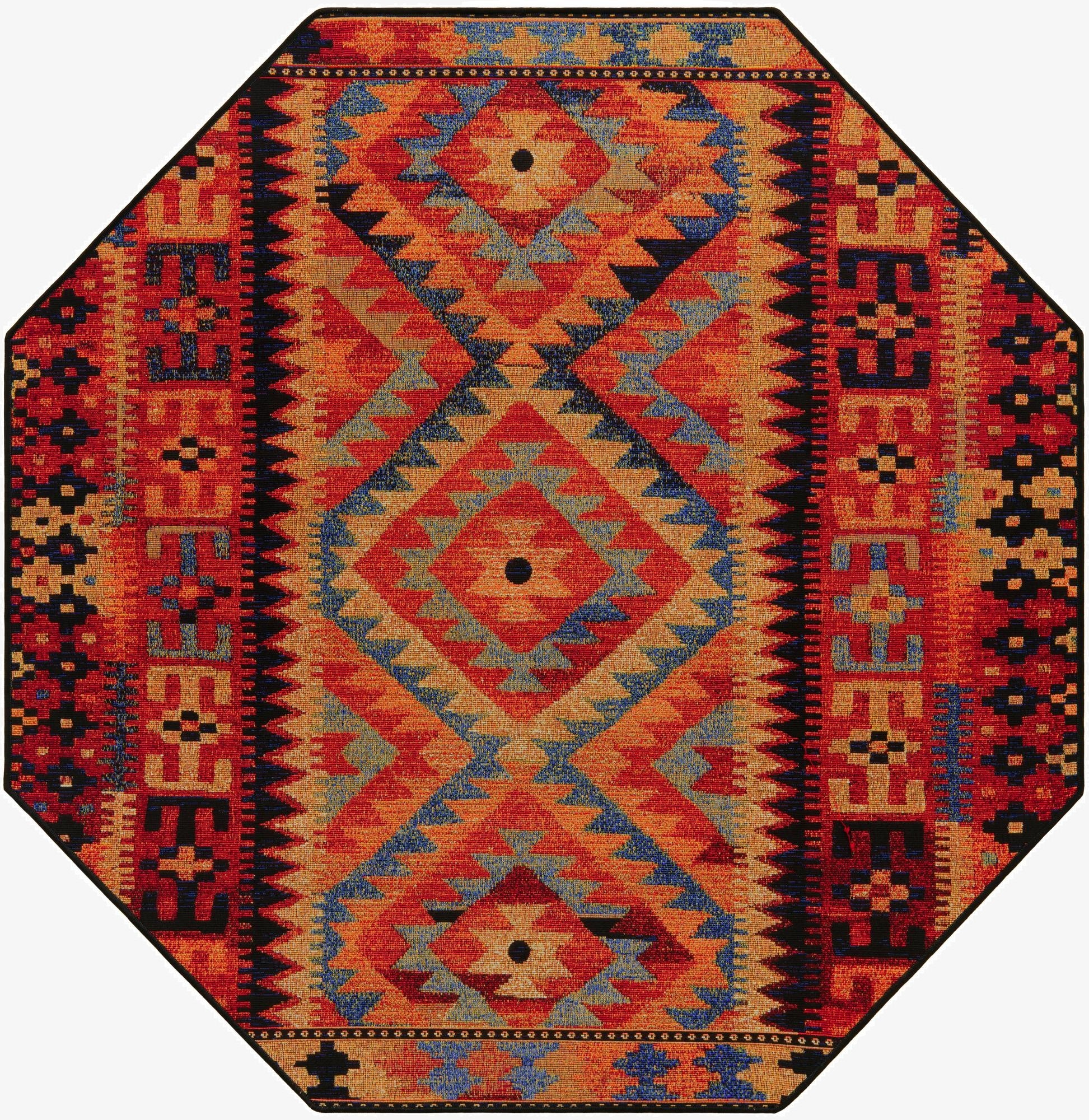 5' 3 x 5' 3  Washable Tribal Indoor / Outdoor Octagon Rug