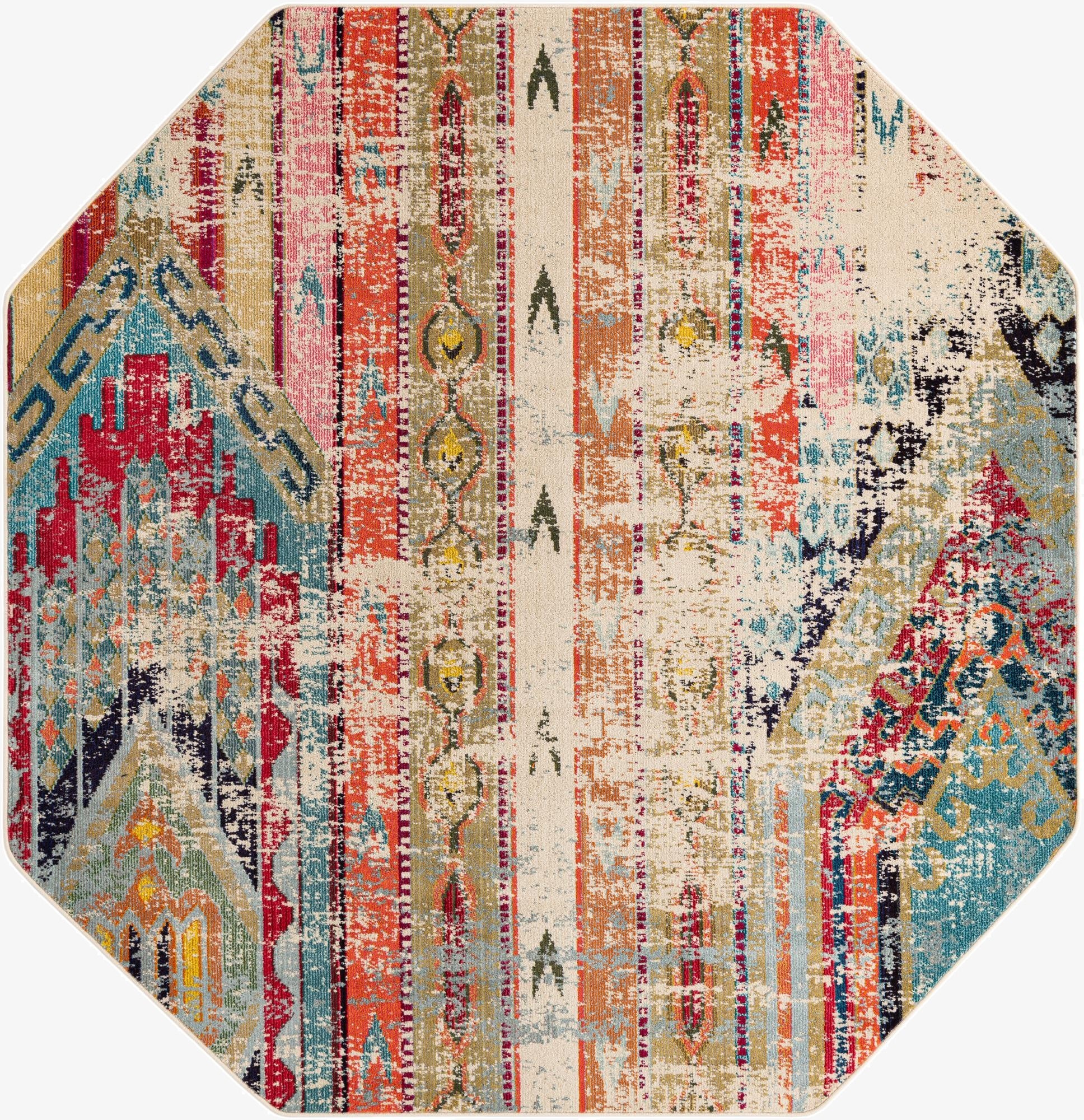 Primary image 8' x 8'  Washable Santa Fe Octagon Rug