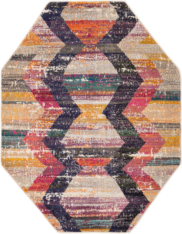 Detail image of 5' 3 x 5' 3 Washable Vivid Octagon Rug