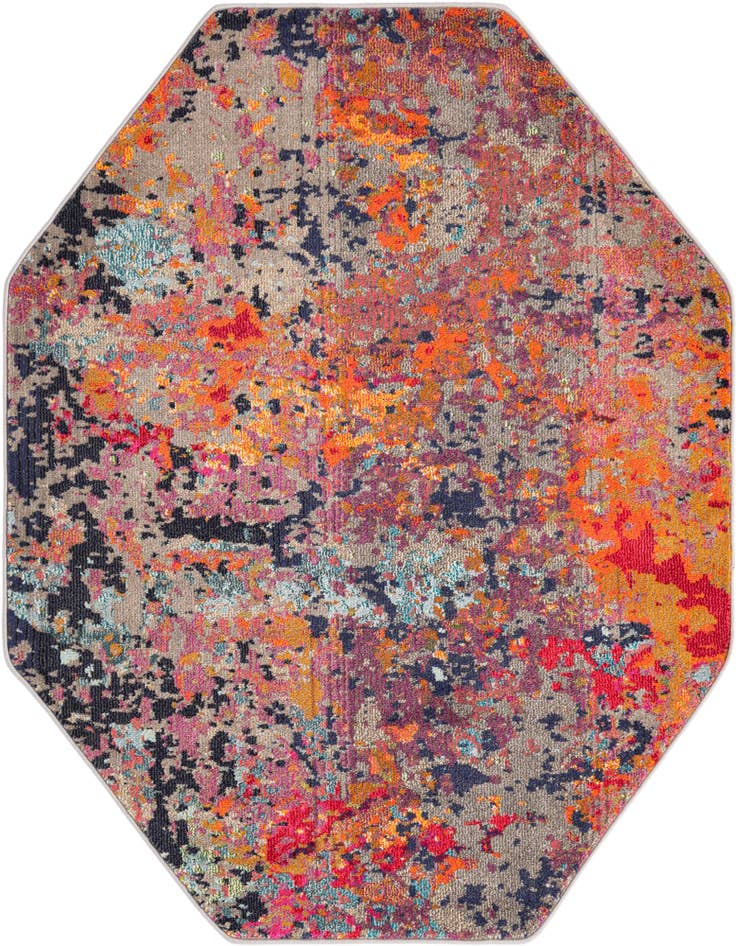 Detail image of 5' 3 x 5' 3 Washable Vivid Octagon Rug