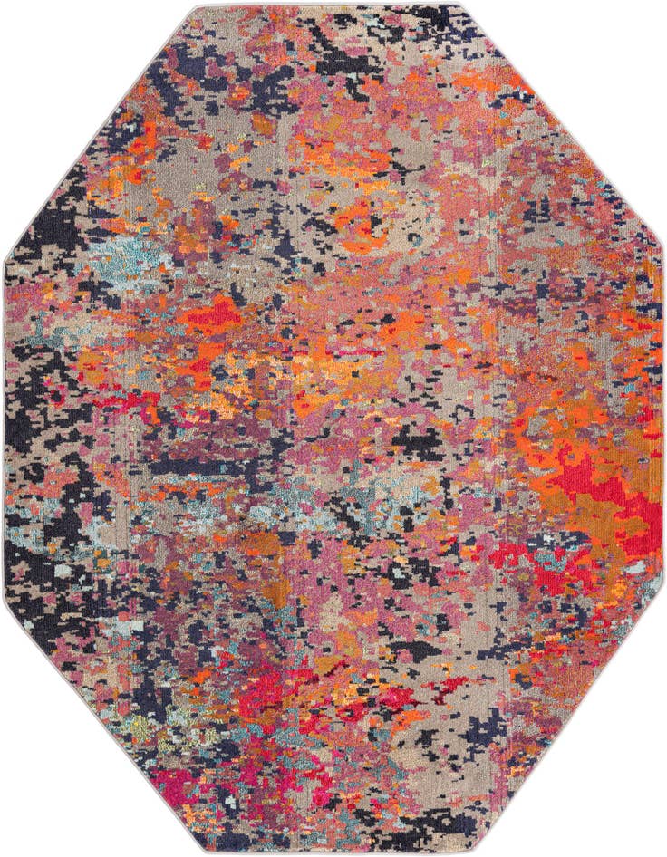 Detail image of 7' 10 x 7' 10 Washable Vivid Octagon Rug
