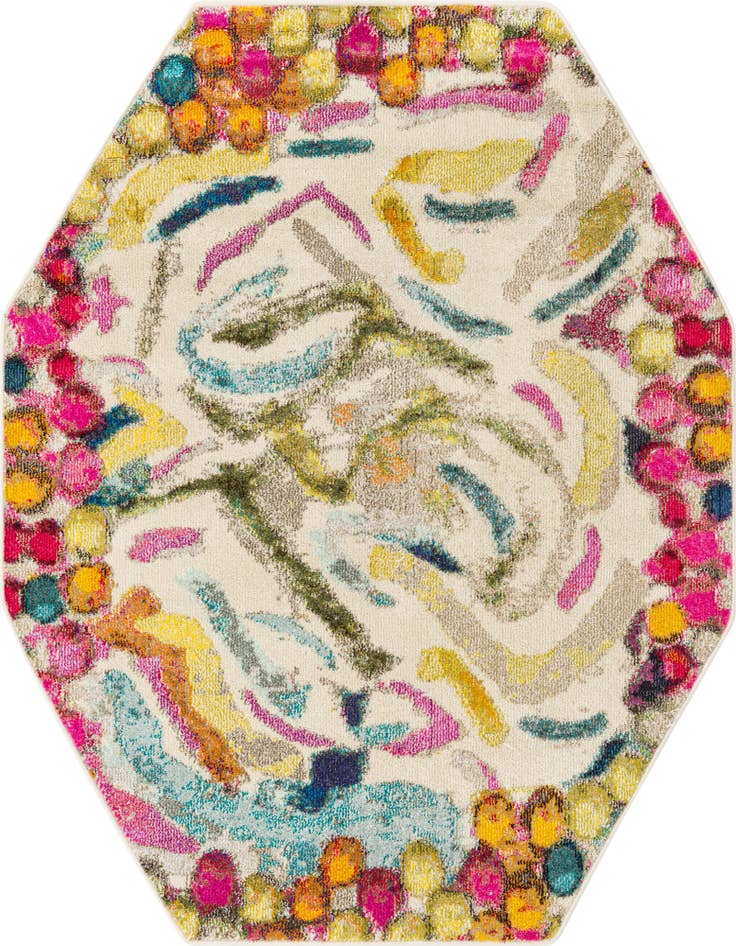 Detail image of 5' 3 x 5' 3 Washable Vivid Octagon Rug