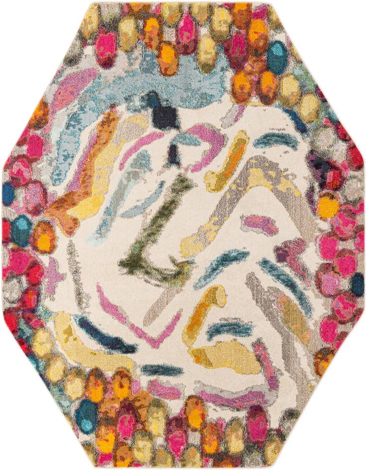 Detail image of 7' 10 x 7' 10 Washable Vivid Octagon Rug