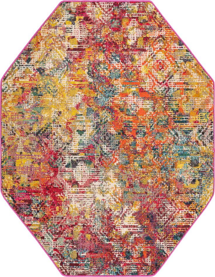 Detail image of 5' 3 x 5' 3 Washable Vivid Octagon Rug