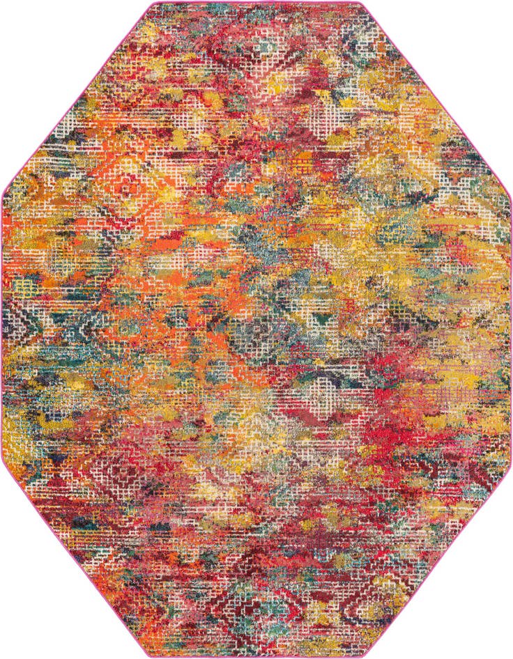Detail image of 7' 10 x 7' 10 Washable Vivid Octagon Rug