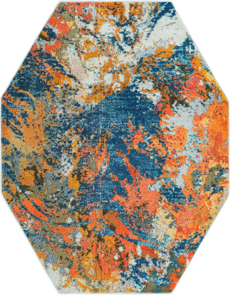 Detail image of 5' 3 x 5' 3 Washable Vivid Octagon Rug