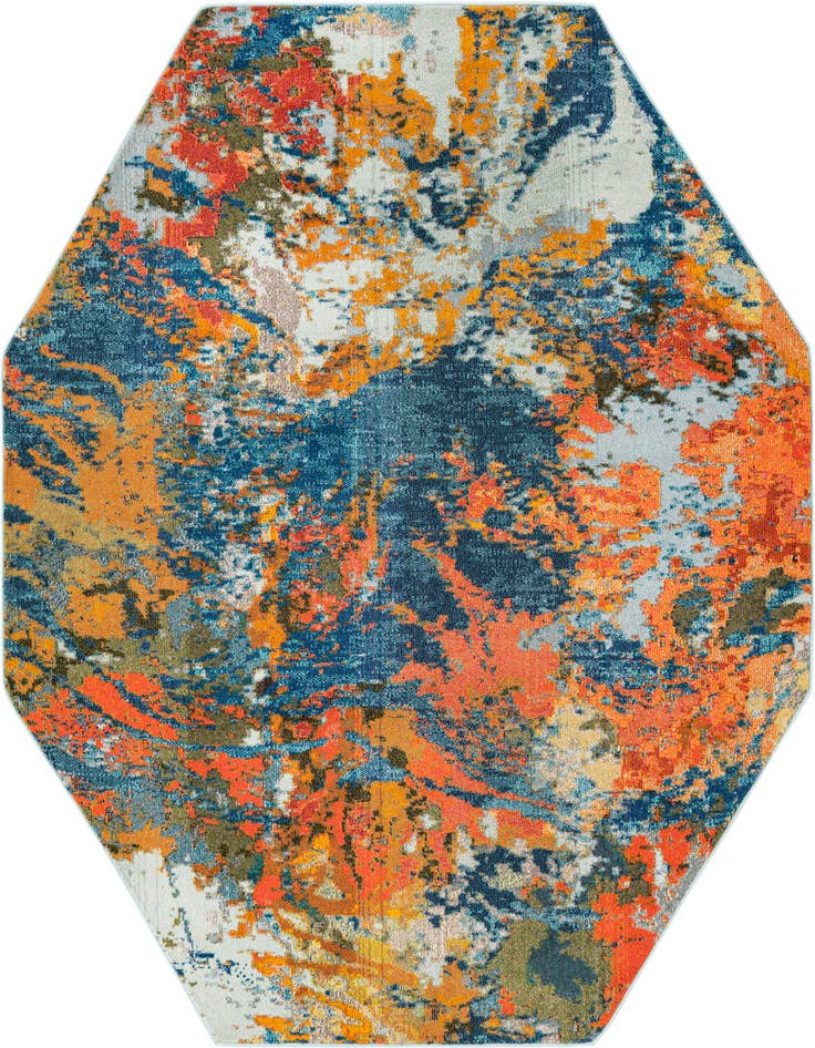Detail image of 7' 10 x 7' 10 Washable Vivid Octagon Rug