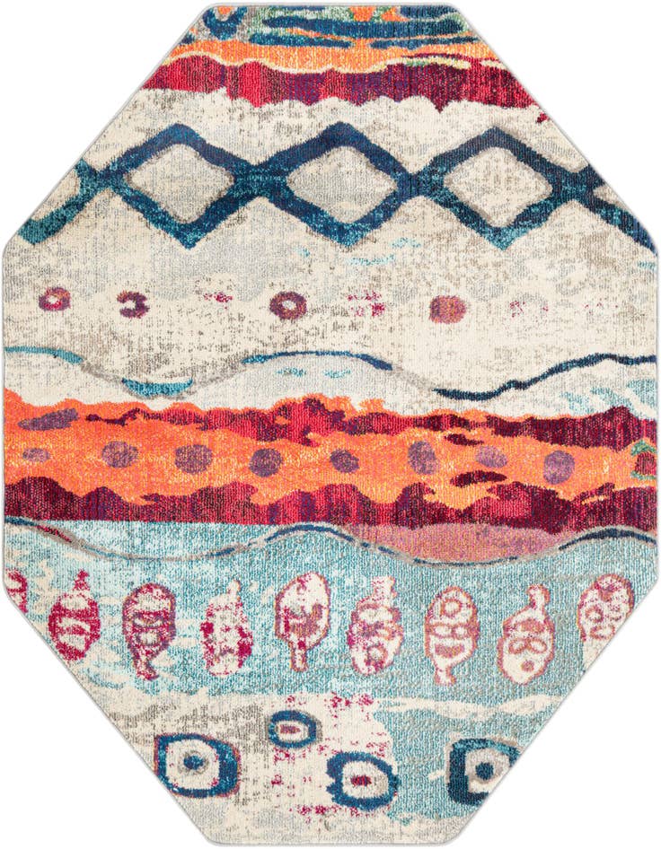 Detail image of 5' 3 x 5' 3 Washable Vivid Octagon Rug