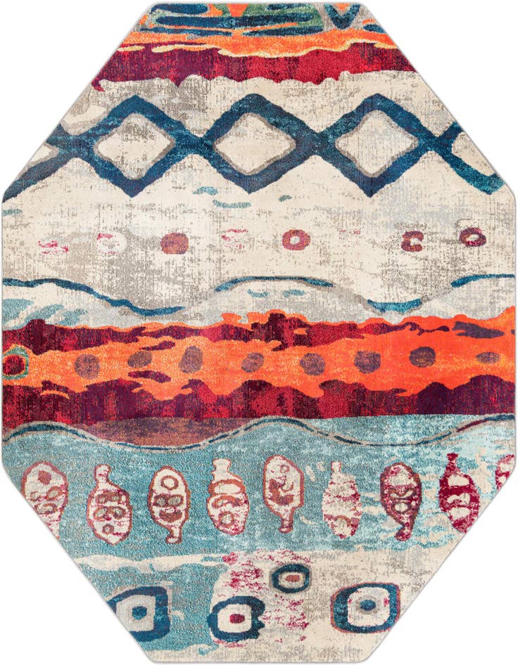 Detail image of 7' 10 x 7' 10 Washable Vivid Octagon Rug