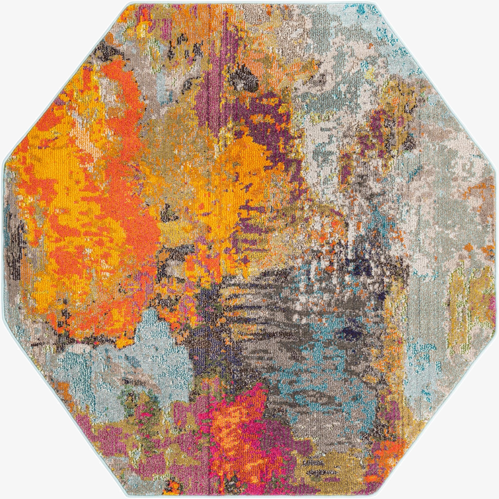 5' 3 x 5' 3  Washable Vivid Octagon Rug